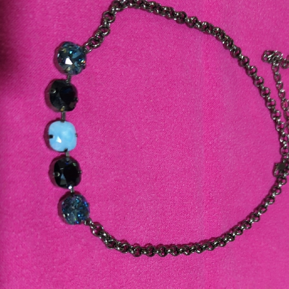 Blue Crystal Necklace. Max Length 20 Inches